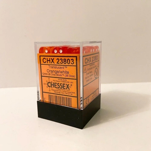 Chessex 36 Dice Set Translucent  Orange White 12mm CHX 23803 - Picture 2 of 9